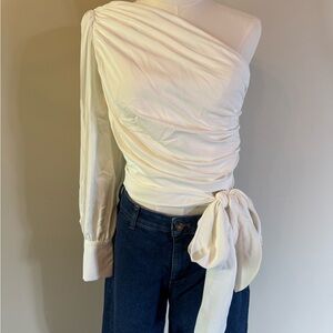 Amanda Uprichard White One-Shoulder Top
